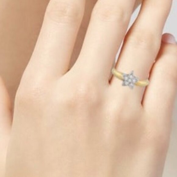 ROBERTO COIN 18K 750 YELLOW GOLD DIAMOND STAR RING - Picture 9 of 9